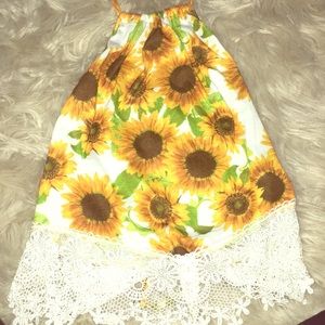 LF sunflower crop halter top lace crochet TELA